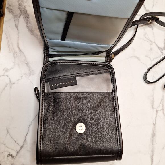 Travelon black matte leather mini convertible crossbody belt bag mini travel - Picture 2 of 5